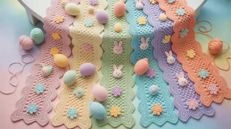 10 schöne ostern Tischläufer häkeln ideen