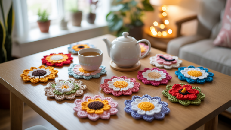 10 schöne Blumen Untersetzer Häkeln Ideen